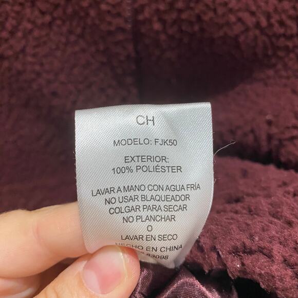 Ci‎ Sono Burgundy Faux Sherpa Zip Up Hooded Jacket - Picture 4 of 7